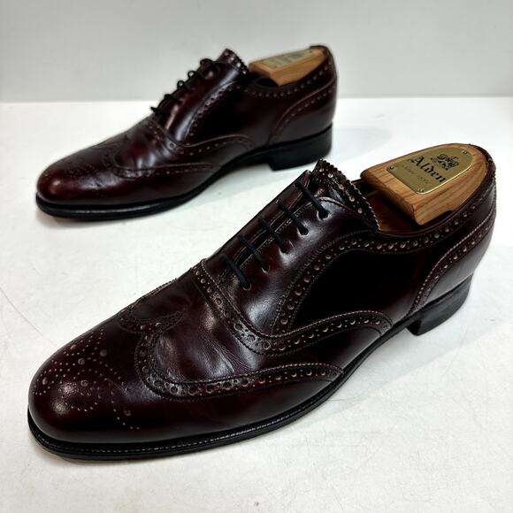 VERY GOOD VTG Alan McAfee Wingtip Oxford Bal Burgundy Made England 8.5 / US 9.5 main image 4